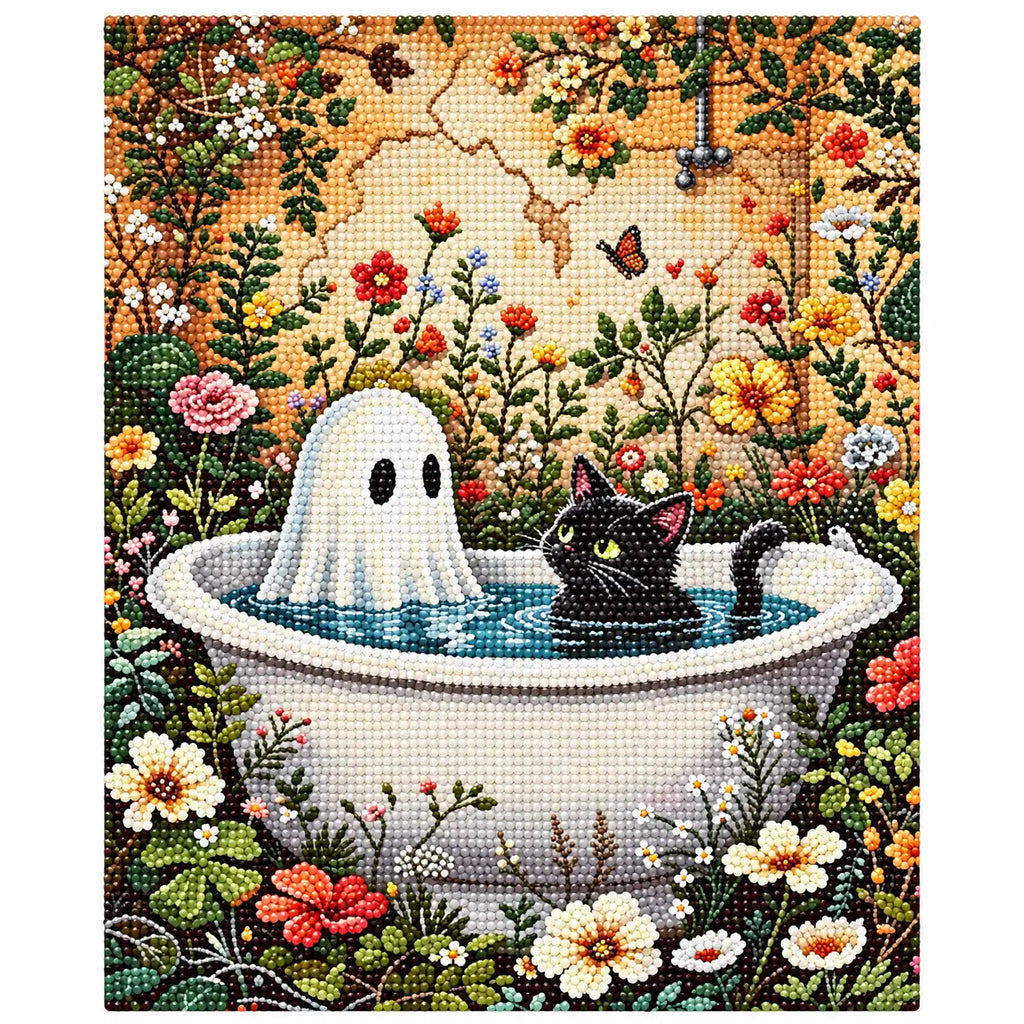 Finished diamond painting for Bathtub Companions Diamond Painting Kit