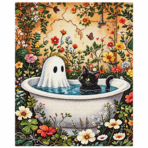 Finished diamond painting for Bathtub Companions Diamond Painting Kit