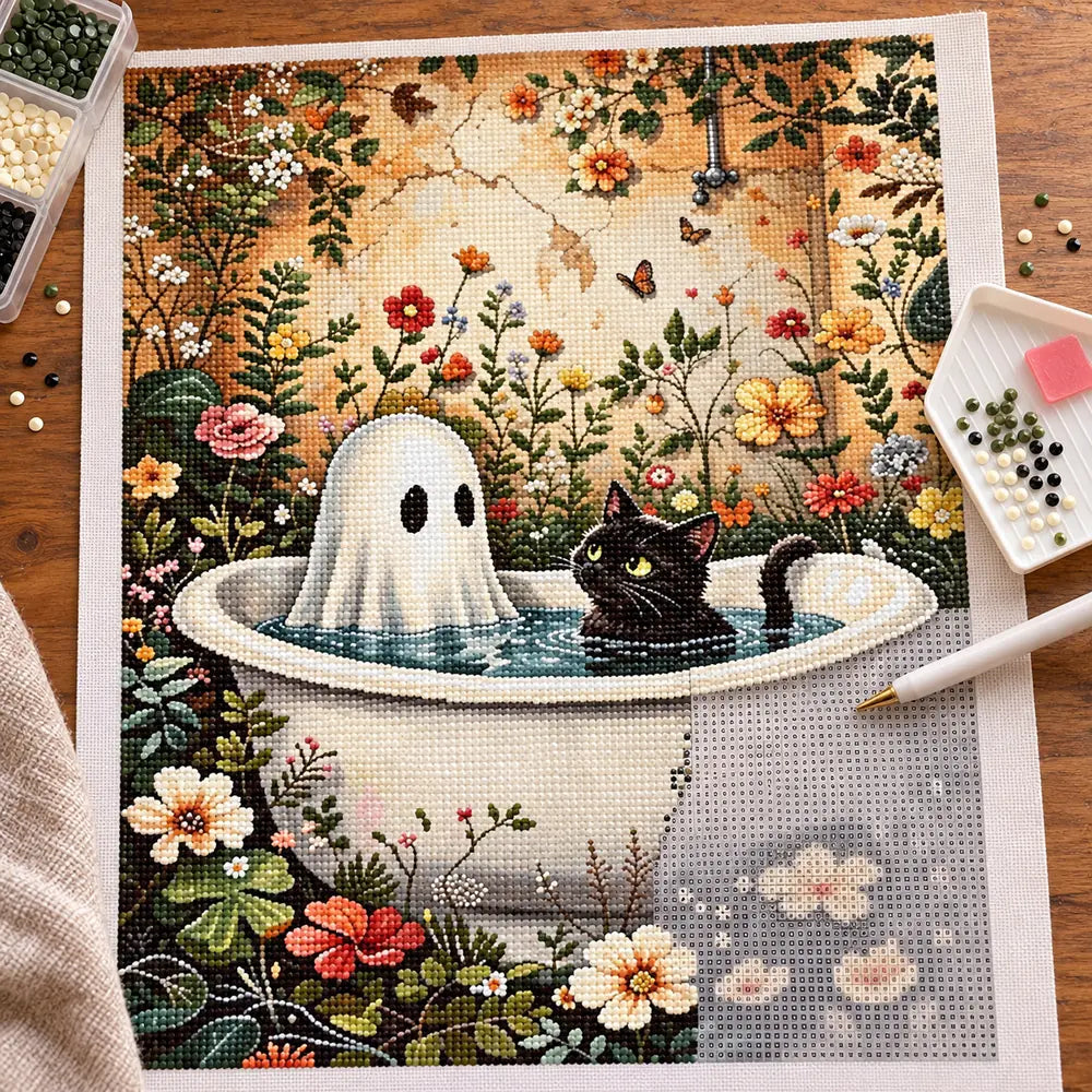 Diamond painting process for Bathtub Companions Diamond Painting Kit