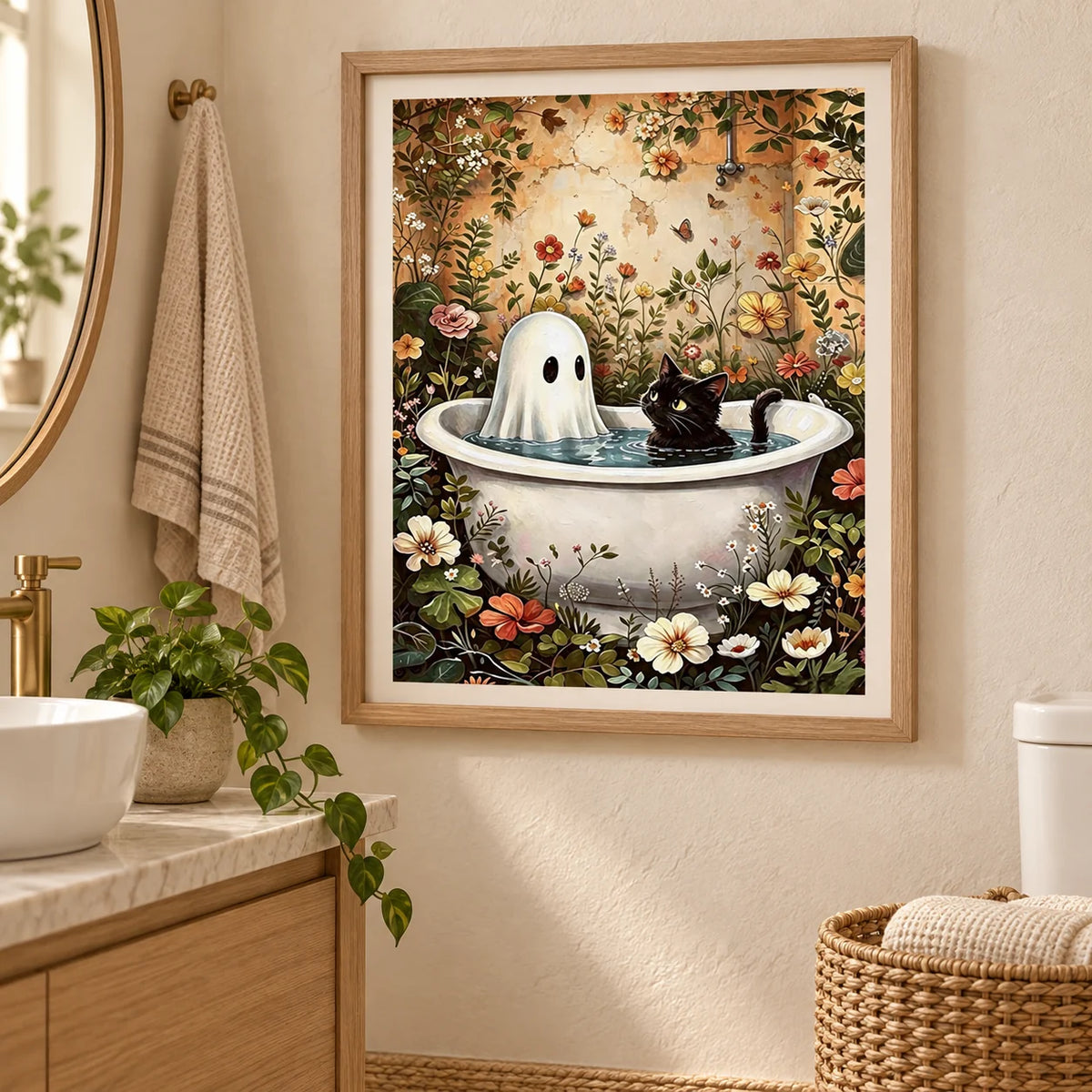 Home decor scene for Bathtub Companions Diamond Painting Kit