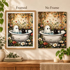 Framed and no-frame comparison for Bathtub Companions Diamond Painting Kit