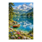 Original Bavarian Alpine Lake artwork on a white background.