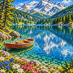 Close-up of drill details in the Bavarian Alpine Lake diamond painting.