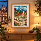 Framed home display of the Bavarian alpine lane diamond painting