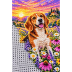 Beagle Wildflower Meadow Diamond Painting Kit — canvas and drill material detail