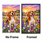 Beagle Wildflower Meadow Diamond Painting Kit — No Frame and Framed style comparison