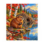 White-background finished diamond painting of Beaver River.