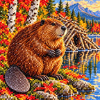 Close-up of drill details in the Beaver River diamond painting.