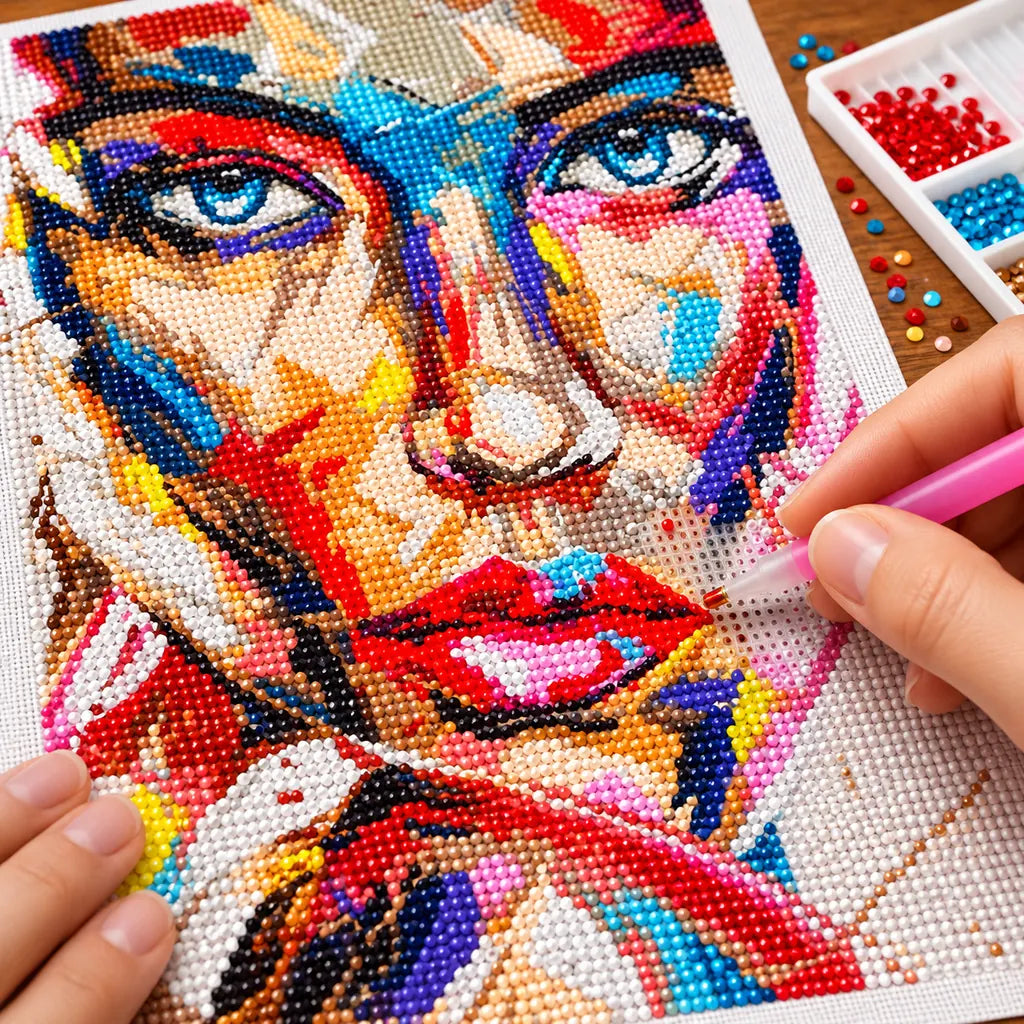 Blue-Eyed Cubist Woman: process image
