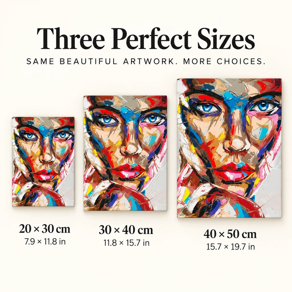 Blue-Eyed Cubist Woman: sizes image