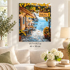Bella Vita Seaside Street shown in a styled room with 15.7 × 19.7 in and 40 × 50 cm dimensions