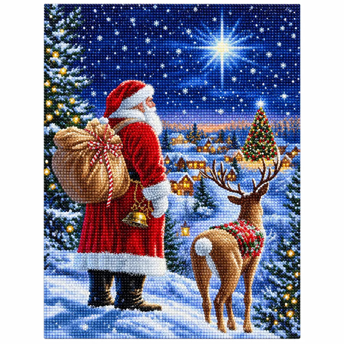 Finished diamond painting of beneath the christmas star.