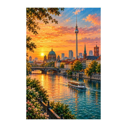 Original Berlin Skyline Spree artwork on a white background.