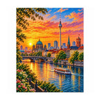 White-background finished diamond painting of Berlin Skyline Spree.