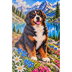 Bernese Mountain Dog Alpine Lake Diamond Painting Kit — canvas and drill material detail