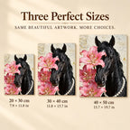 Black Horse with Pink Lilies: sizes image