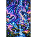 Bioluminescent Dragon Mushroom Forest — finished diamond painting on a white background