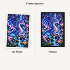 Bioluminescent Dragon Mushroom Forest — No Frame and Framed style comparison