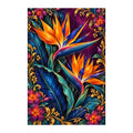 Original white-background artwork of Bird of Paradise Indigo Leaves