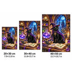 Black Cat Mystic Library Diamond Painting Kit size guide