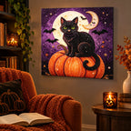 Black Cat Pumpkin Moon Pearl Diamond Painting Kit room image