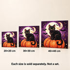 Black Cat Pumpkin Moon Pearl Diamond Painting Kit size image