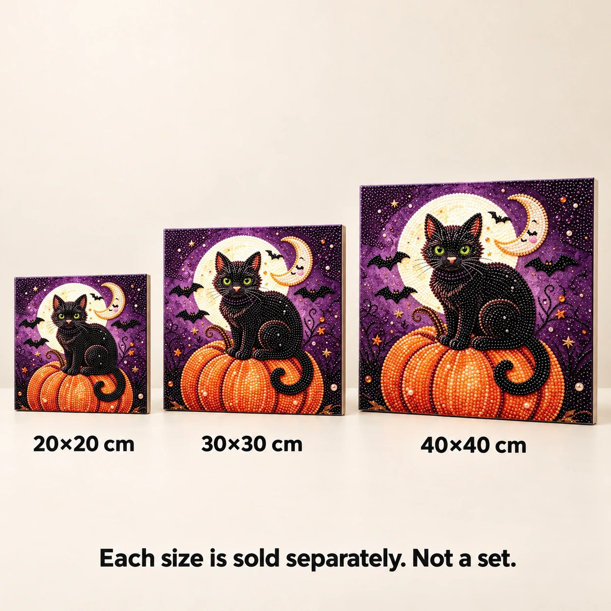 Black Cat Pumpkin Moon Pearl Diamond Painting Kit size image