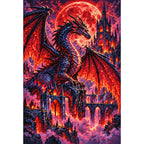 Black Dragon Blood Moon Cathedral — finished diamond painting on a white background