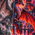 Black Dragon Blood Moon Cathedral — close-up canvas and resin drill detail