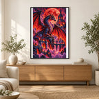 Black Dragon Blood Moon Cathedral — finished diamond painting displayed in a home interior