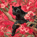 Original artwork showing a black panther among pink flowering branches.