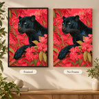 Framed and no-frame comparison for Black Panther in Coral Blossoms Diamond Painting Kit.