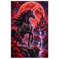 Black Unicorn Red Moon original artwork on white