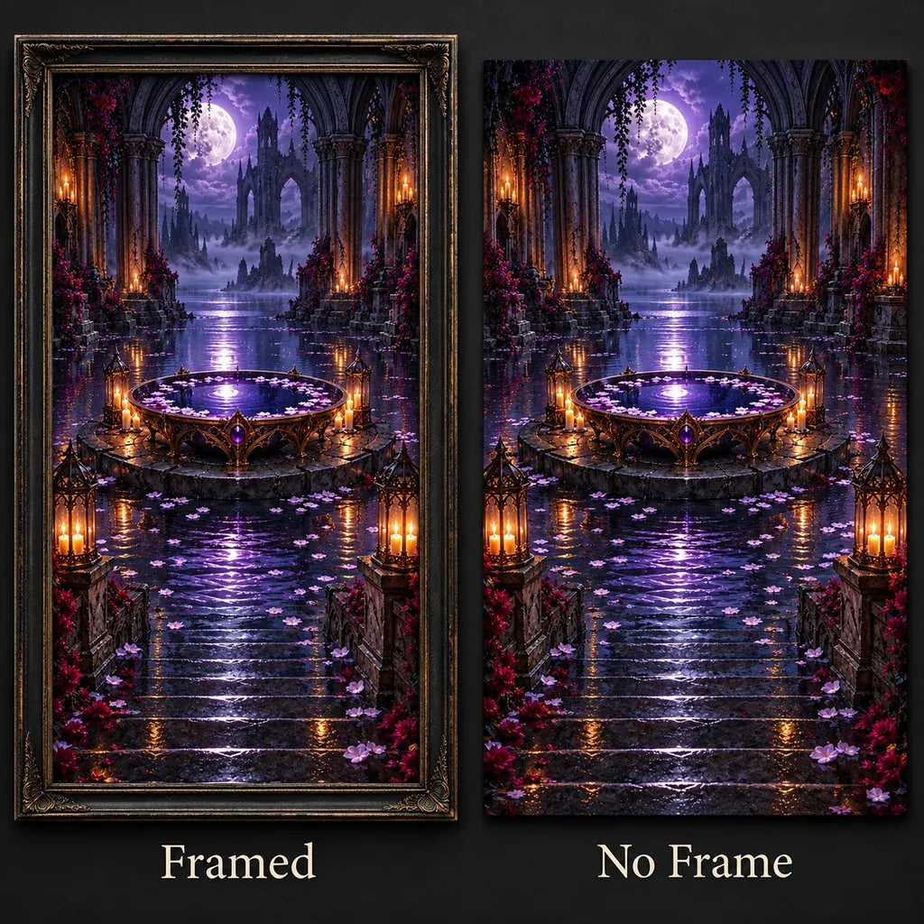 Framed and no-frame comparison for the blackwater scrying crypt diamond painting