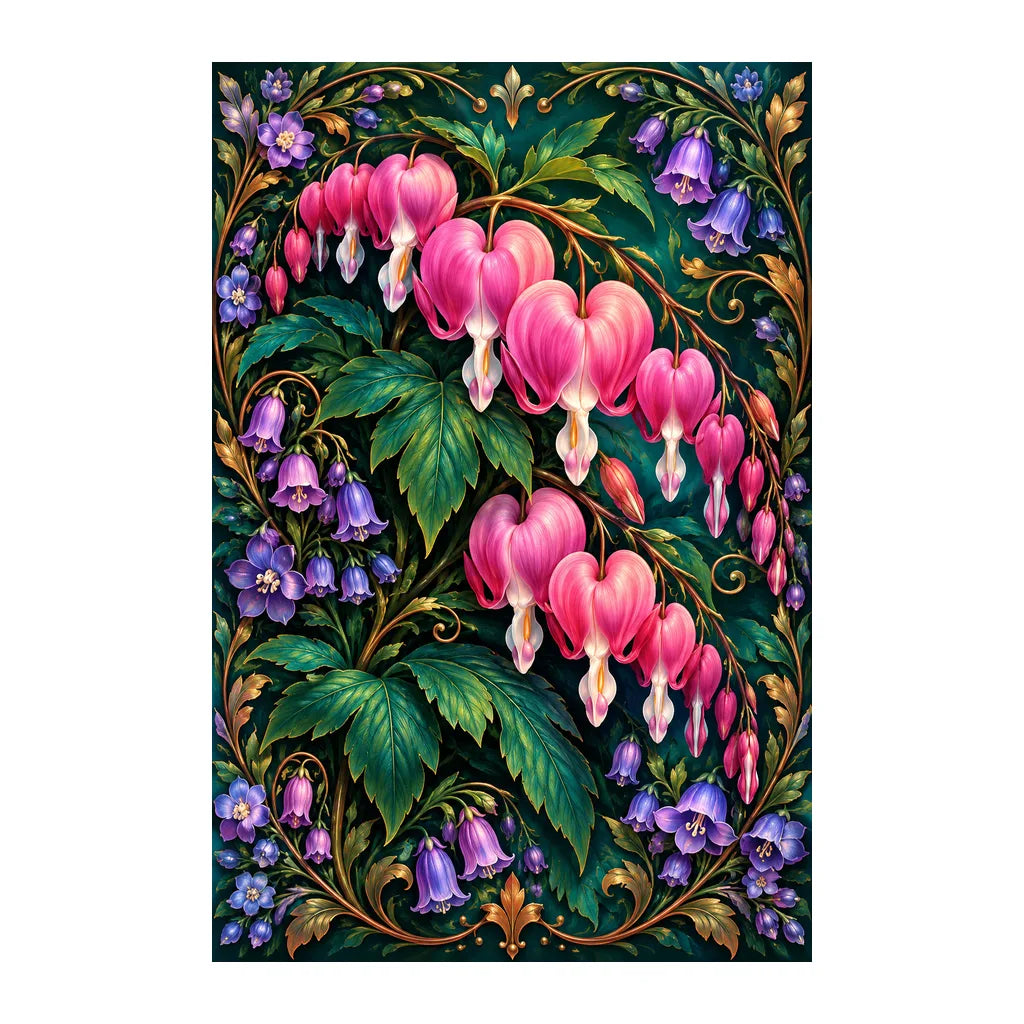 Original white-background artwork of Bleeding Heart Velvet Vine