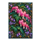 Finished white-background diamond painting of Bleeding Heart Velvet Vine