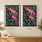 Framed and no-frame options for the Bleeding Heart Velvet Vine diamond painting