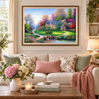 Blooming Lakeside Cottage Diamond Painting Kit diamond painting home decor scene
