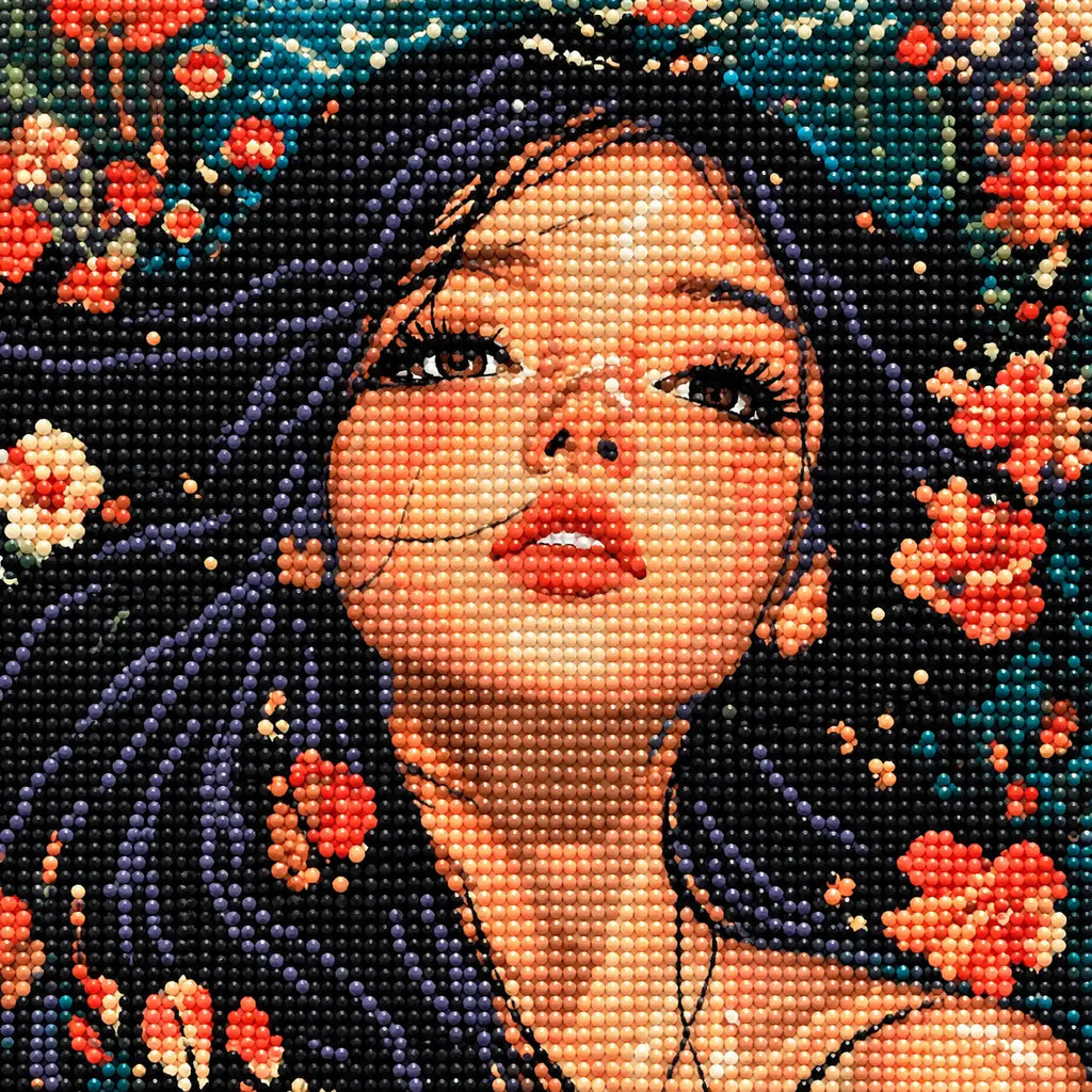 Close-up of diamond drill details in blooming reverie.