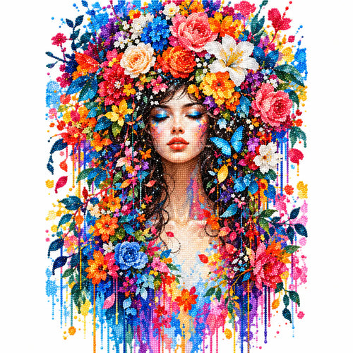 Finished diamond painting of blooming serenity.