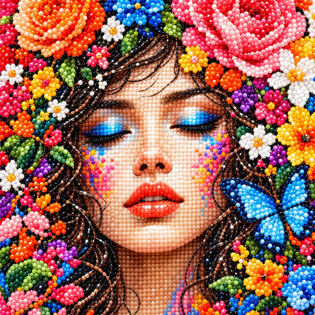 Close-up of diamond drill details in blooming serenity.