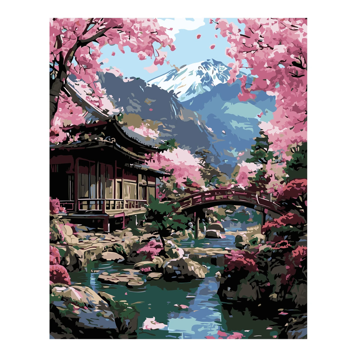 Original artwork for Blossoms Framing Fuji Diamond Painting Kit