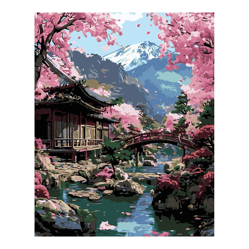Original artwork for Blossoms Framing Fuji Diamond Painting Kit