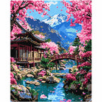 Finished diamond painting for Blossoms Framing Fuji Diamond Painting Kit