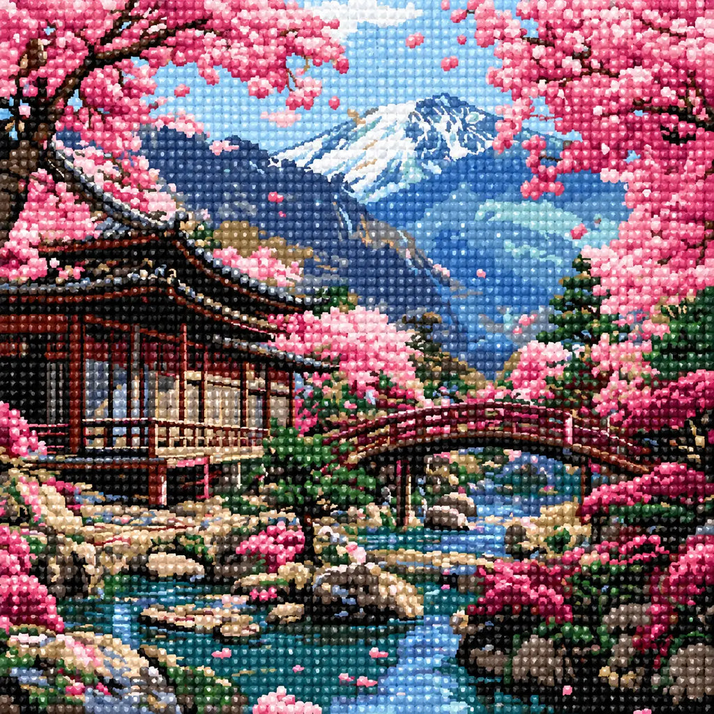 Diamond detail for Blossoms Framing Fuji Diamond Painting Kit