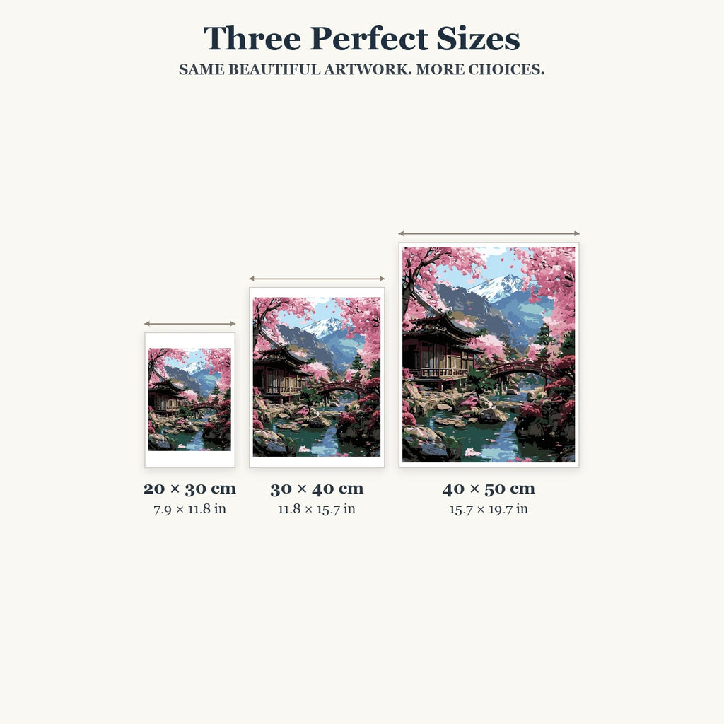 Size guide for Blossoms Framing Fuji Diamond Painting Kit