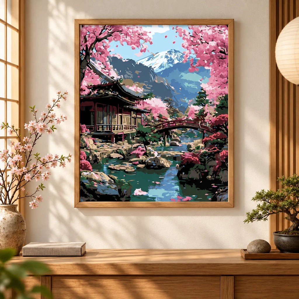Home decor scene for Blossoms Framing Fuji Diamond Painting Kit