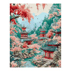 Original artwork for Blossoms Over Mountain Pagodas Diamond Painting Kit