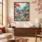Home decor scene for Blossoms Over Mountain Pagodas Diamond Painting Kit