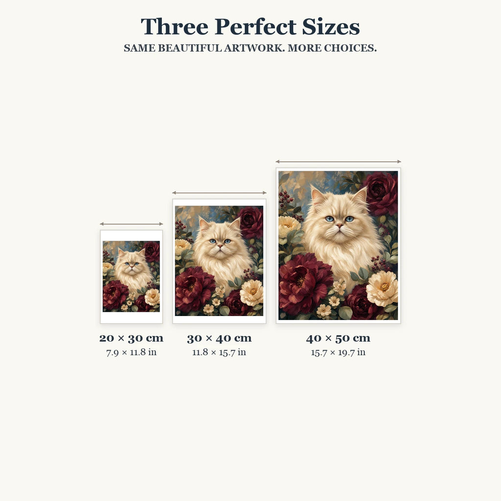 Size guide for Blue Eyed Majesty Diamond Painting Kit